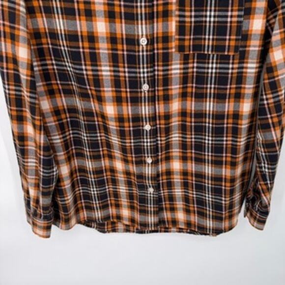 Garnet‎ Hill Grunge Flannel Button-up Shirt Womens 10 Cotton Blue Plaid - Picture 3 of 10